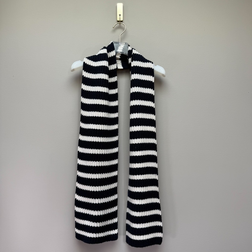 Club Monaco 100% Cashmere Scarf | Navy & Ivory Stripe